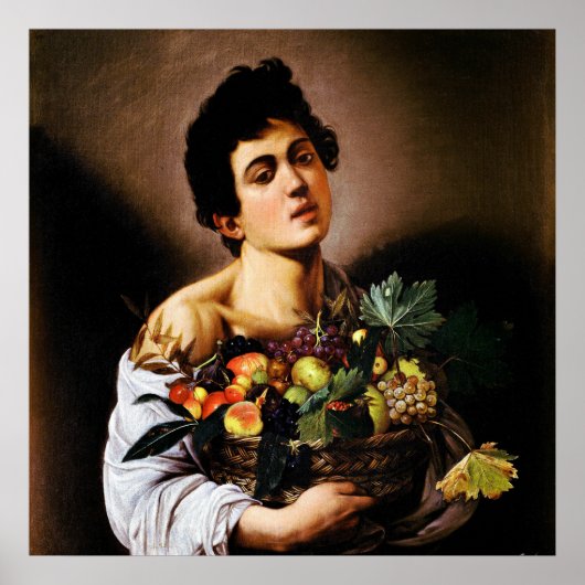 Jongen met een mand fruit van Caravaggio Poster (Voorkant)