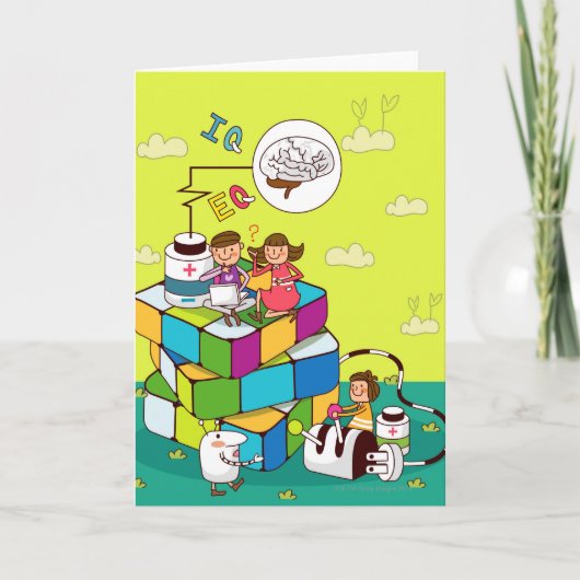 Jongen met een meisjeszitting op het de kaart (Voorkant)