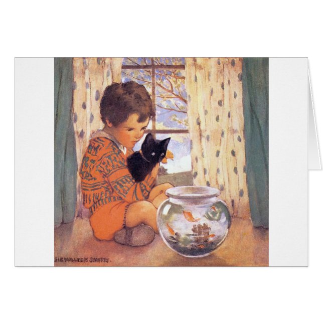 Jongen met een zwarte kat, Jessie Willcox Smith (Voorkant Horizontaal)