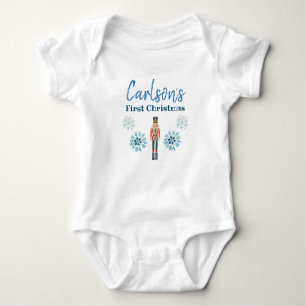 Jongen met eerste kerst Snowflake Nutkraker Baby B Romper