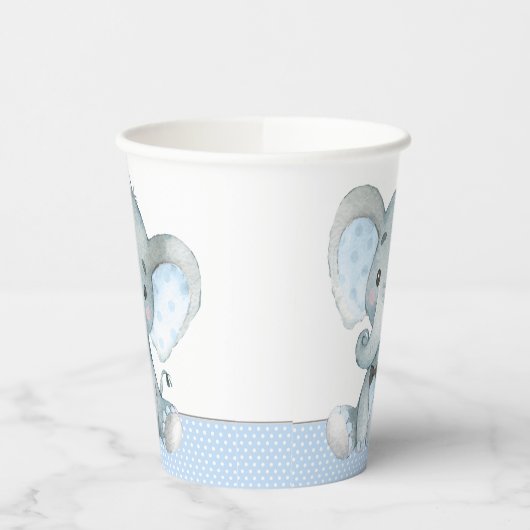 Jongen met elfant Baby shower Papieren Bekers (Links)