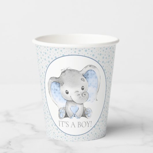 Jongen met elfant Baby shower Papieren Bekers (Voorkant)