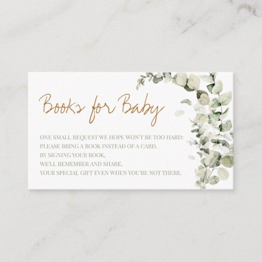 Jongen met Eucalyptus Boho-minimalistische boeken  Informatiekaartje (Voorkant)