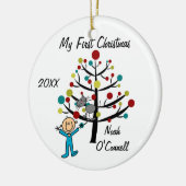 Jongen met Gepersonaliseerd kerstversiering Keramisch Ornament (Links)