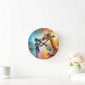 Jongen met giraffe ronde klok (Huis)