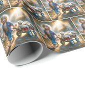 Jongen met Golden Retriever Puppies in wagen Cadeaupapier (Rol Hoek)