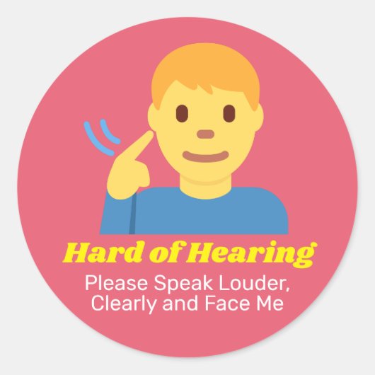 Jongen met Hard van Horen Ronde Sticker (Voorkant)