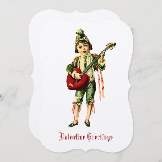 jongen met hartengitaarValentijn Feestdagenkaart (Voorkant / Achterkant)