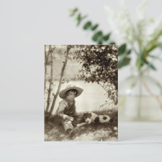  jongen met hond op Rest Briefkaart (Staand voorkant)