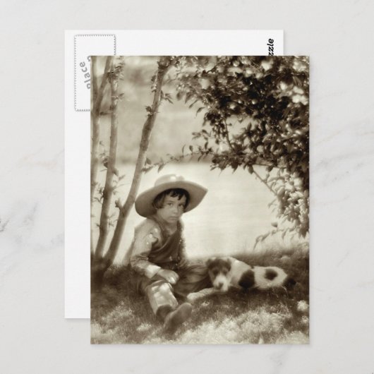 jongen met hond op Rest Briefkaart (Voorkant / Achterkant)