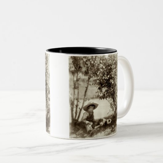  jongen met hond op Rest Ceramic Mok (Voorkant rechts)