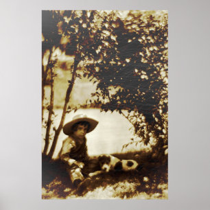  jongen met hond op Rest Poster