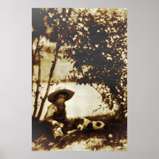 jongen met hond op Rest Poster (Voorkant)
