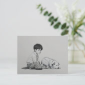 Jongen met hondenkunst briefkaart (Staand voorkant)