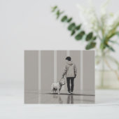 Jongen met hondenkunst briefkaart (Staand voorkant)