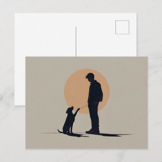 Jongen met hondenkunst briefkaart (Voorkant / Achterkant)