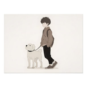 Jongen met hondenkunst foto afdruk