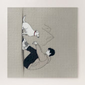 Jongen met hondenkunst legpuzzel (Horizontaal)