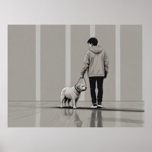 Jongen met hondenkunst poster (Voorkant)