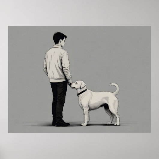 Jongen met hondenkunst poster (Voorkant)