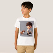 Jongen met hondenkunst t-shirt (Voorkant volledig)