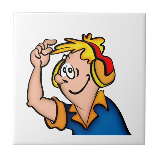 Jongen Met Hoofdtelefoon Tegeltje (Voorkant)