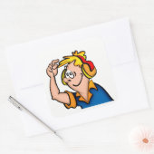 Jongen met hoofdtelefoon vierkante sticker (Envelop)