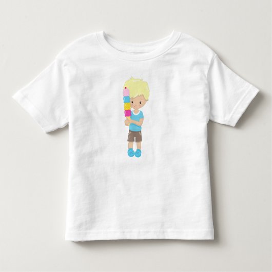 Jongen Met Ijsje, Blond Haar, IJshoorntje Kinder Shirts (Voorkant)