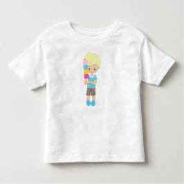 Jongen met ijsje, blond haar, ijsje kinder shirts