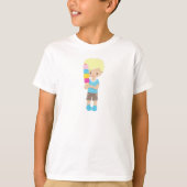 Jongen met ijskap, blond haar, ijskap t-shirt (Voorkant)