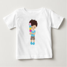 Jongen met ijskap, bruin haar, ijskap