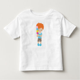 Jongen met ijskap, Oranje haar, ijskap Kinder Shirts