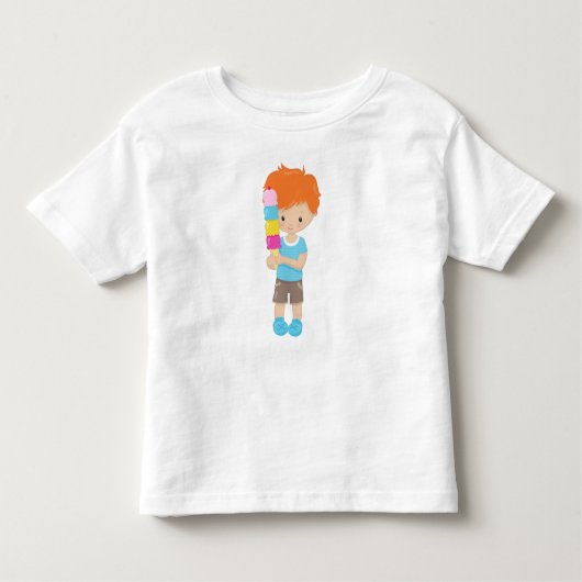 Jongen met ijskap, Oranje haar, ijskap Kinder Shirts (Voorkant)
