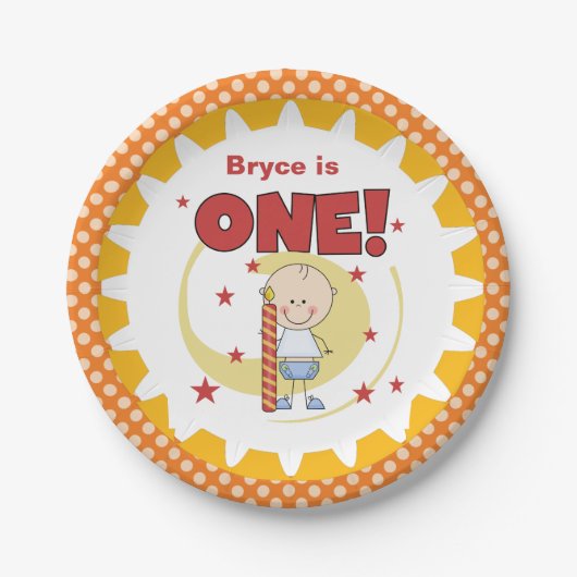 Jongen met kaarspapier van 1 januari Borden Papieren Bordje (Voorkant)