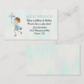 Jongen met Kaart voor Pinwheels Mam Play Date Contactkaartje (Voorkant / Achterkant)