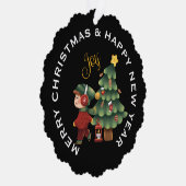 Jongen met kerstboom, PERSOONLIJK  Ornament Kaart (Rechts)