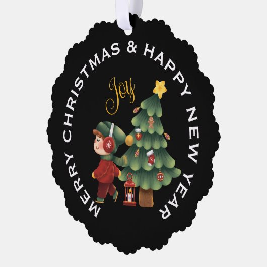 Jongen met kerstboom, PERSOONLIJK  Ornament Kaart (Links)