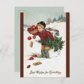  jongen met kerstboomkerstBriefkaart Briefkaart (Voorkant / Achterkant)