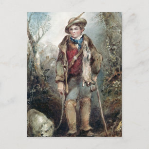 Jongen met konijnen briefkaart