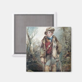 Jongen met konijnen magneet (Voorkant / Achterkant)