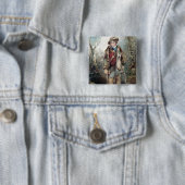 Jongen met konijnen vierkante button 5,1 cm (In situ)