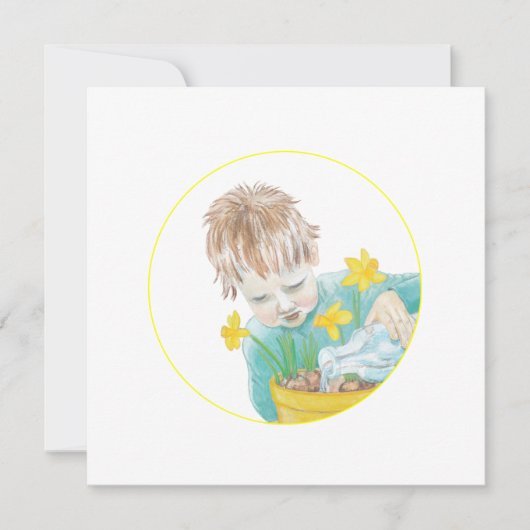 Jongen met narcissen kaart (Voorkant)