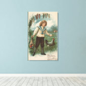 Jongen met paaseieren canvas afdruk (Insitu (Houten vloer))