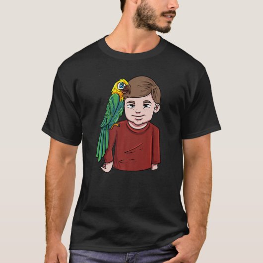 Jongen met papegaai Ara vogel T-shirt (Voorkant)