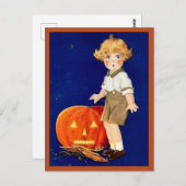 Jongen met pompoen - Halloween Briefkaart (Voorkant / Achterkant)