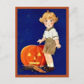Jongen met pompoen -  Halloween Briefkaart (Voorkant)