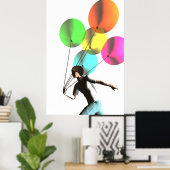 Jongen met poster van ballonnen (Thuiskantoor)