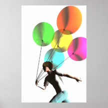 Jongen met poster van ballonnen