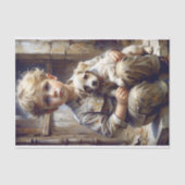 Jongen met puppy decoupage tissuepapier (Voorkant)