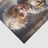 Jongen met Puppy Rustieke Vintage Decoupage Tissuepapier (Detail)